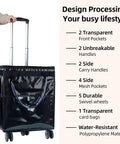 On Wheels Grocery Cart 54L Capacity Foldable Rolling Tote with Drawstring Bag showing handles and swivel wheels, black durable material.
