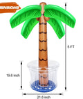 Set Of 2 Inflatable 60 Inch Palm Tree Coolers For Pool Parties Tropical Hawaiian Theme Beverage Floats Beach Party Decor