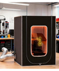 Vented Resin 3D Printer Enclosure With Vent Kit And LED Light Protective Tent Cover on desk in workshop
