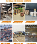 Heavy Duty Semi Electric Pallet Stacker That Slaps Tough Jobs Smooth Remote Control Operation Rock Solid Thousand Five Hundred Pound Capacity used in various settings like warehouses and supermarkets.