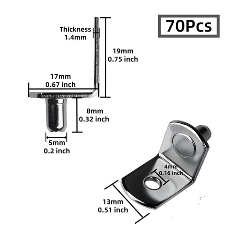 No Nonsense Heavy Duty 5Mm Shelf Pegs Seventy Pack Solid Metal L Shape Shelf Support Pins For Kitchen Cabinets Bookcases Closets And Custom Wood Shelving Built Damn Tough, showing dimensions and features.