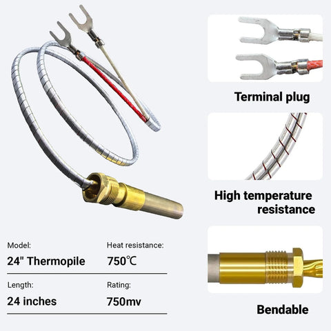 24-inch thermopile generator sensor with aluminum-wire leads and terminal plug