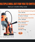 Heavy Duty Magnetic Drill Press Featuring A Badass 1300 Watt Motor Delivering Rock Solid 2810 Lbf Pull Force To Rip Through Thick Steel Plates Like Butter Daily with adjustable drill bits and specifications.