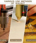 Walnut unfinished wood craft plywood, 12 x 12 x 1/8 in, 12 pcs; for laser cutting, engraving, manual carving