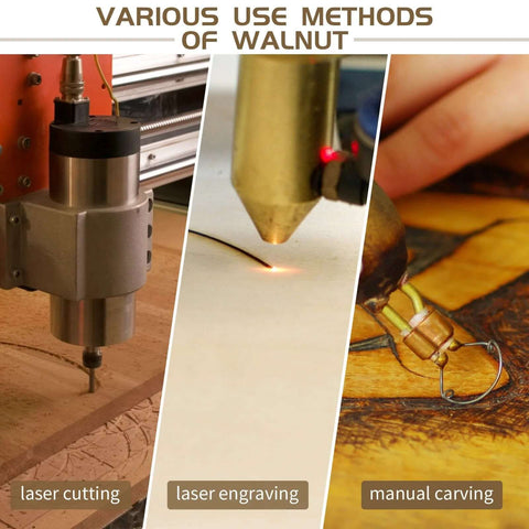 Walnut unfinished wood craft plywood, 12 x 12 x 1/8 in, 12 pcs; for laser cutting, engraving, manual carving