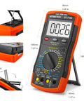 6000-Count True RMS Digital Multimeter with Auto and Manual Ranging, features and dimensions shown
