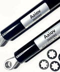 Close-up of RV Awning Gas Strut 24 Inch 124 to 140 Lbs for Pitched Arm Awnings with four retaining washers visible.