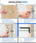 Installation steps for Heavy Duty Drywall Anchors With Steel Bolt Kit For TV Mounting, showing drilling and setup process.
