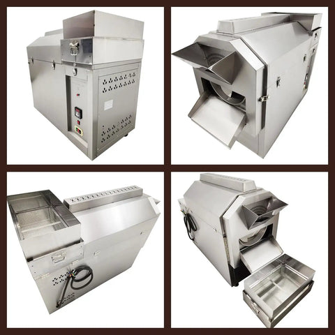 Commercial Coffee Roaster And Nut Roaster Drum Machine Three Phase 55 Lbs Electric Heavy Duty 208V 6500W in stainless steel