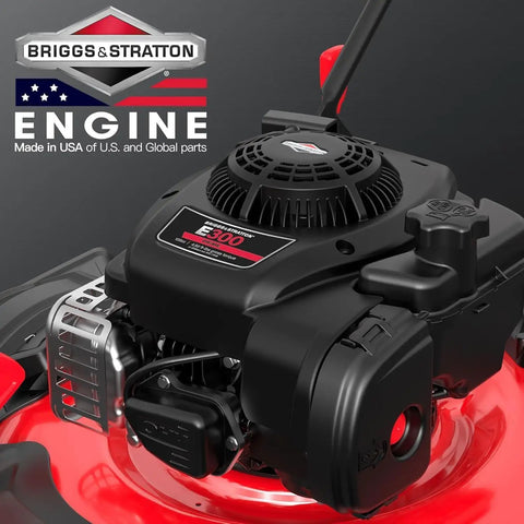 Lightweight 21-Inch Push Lawn Mower With 125cc Briggs And Stratton OHV Engine, 2-In-1 mulching and side discharge engine close-up