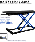 Extra Wide 38 Inch Corner Desk Converter With Height Adjustable Sit To Stand Riser for Dual Monitor, X-frame design, black