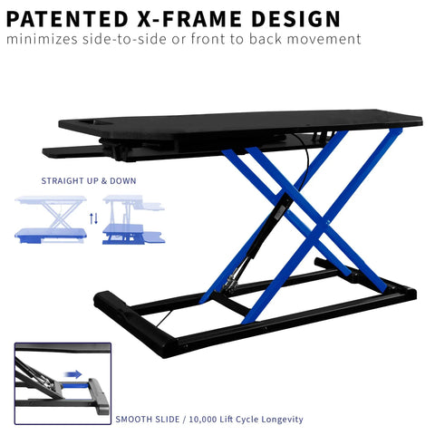 Extra Wide 38 Inch Corner Desk Converter With Height Adjustable Sit To Stand Riser for Dual Monitor, X-frame design, black