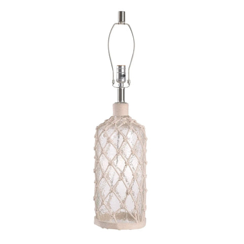 Captain Table Lamp With Clear Textured Glass And Rope Wrap Finish, 30 Inch Height, Nautical End Table Lighting without shade