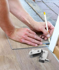 Stainless Steel Glass Door Hinges 4 Pack, Shower Door Pivot Hinges For 5 To 7mm Glass with hands installing floor panel