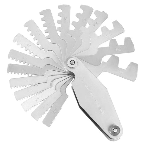 29 Degree Acme Screw Pitch Gauge Set 16 Piece Steel Thread Pitch Measuring Tool With Laser Engraved Scale for metalworking