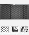 Dofiki steel honeycomb laser bed for P2/P2S CO2 laser cutters; black honeycomb core with measurement rulers.