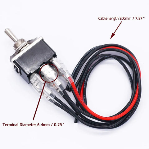 Close-up of Beefy Three Pack Latching DPDT Toggle Switches 6 Pin 3 Position On Off On with 6.3mm terminal wires for marine use.