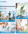 Kid Friendly For All Ages 40x To 2000x Microscope With Phone Adapter And Slides Set For School, Lab And Home Education, showing classroom and lab use