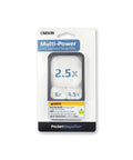 Multi Power LED Lighted Pocket Magnifier With 2.5X Main Lens, 4.5X And 6X Lenses packaging front view