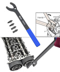 Pro Grade Timing Belt Change Tool Kit For Camshaft Locking And Pulley Assembly VAG 3036 T10172 Compatible VW Golf Maintenance Kit With Gloves showcasing wrench, bolts, diagram