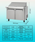 Heavy Duty Kitchen Bad Boy Commercial Sandwich Prep Refrigerator With Bain Marie Well And Eighteen Pan Capacity, 48.2 inch, stainless steel.