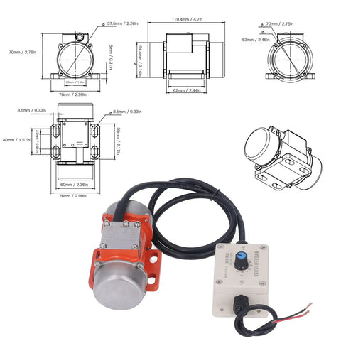 30W Concrete Vibration Motor With 4000 RPM Waterproof IP65 DC Vibrating Motor Adjustable Exciting Force And Speed Controller