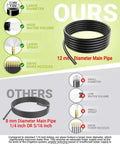 Comparison of 12mm main pipe with 9mm fittings and 8mm pipe for All In One Drip Irrigation Kit With 50 Ft Hose.