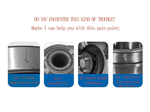 Comparison of damaged bearings highlighting common issues like breakage, rust, noise, and temperature resistance.