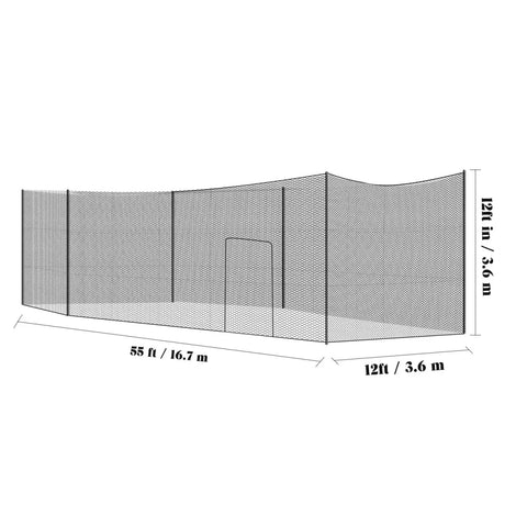 Heavy Duty Batting Cage Net For Baseball And Softball, Knotless PE Netting, Fully Enclosed Backyard Hitting Cage dimensions