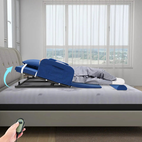 Heavy Duty Electric Bed Backrest With Wireless Remote Control For Elderly Seniors Adjustable Reclining Lift in bedroom setting.