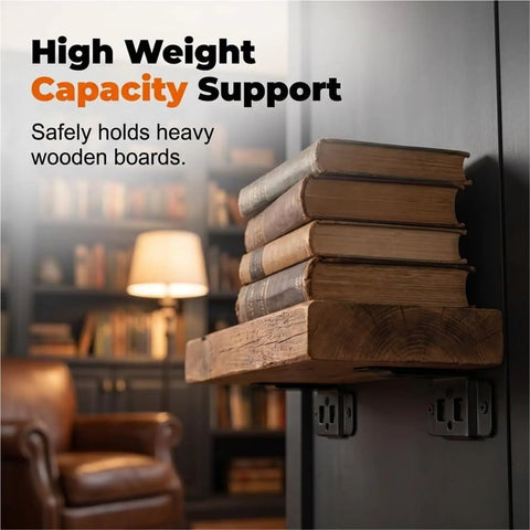 Bookshelf supported by heavy duty stainless steel hidden corner brackets with screws for cabinets tables and chairs DIY repair super sturdy high load bearing anti lock furniture connector for secure shelves bed frames