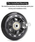 Inline Skate Replacement Wheels 60mm 82-88A With ABEC-7 Bearings showing pre-installed bearing in black