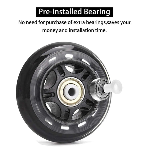 Inline Skate Replacement Wheels 60mm 82-88A With ABEC-7 Bearings showing pre-installed bearing in black