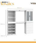 Slick White Modular Storage Organizer Kit With Adjustable Hanging Rods roomy shoe cubbies and four stackable drawers dimensions.