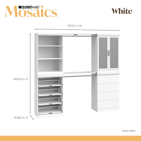 Slick White Modular Storage Organizer Kit With Adjustable Hanging Rods roomy shoe cubbies and four stackable drawers dimensions.