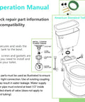 Operation manual showing 3 Inch Toilet Tank to Bowl Coupling Kit Fits Most Toilets With 3 Inch Flush Valve Openings parts and diagram.
