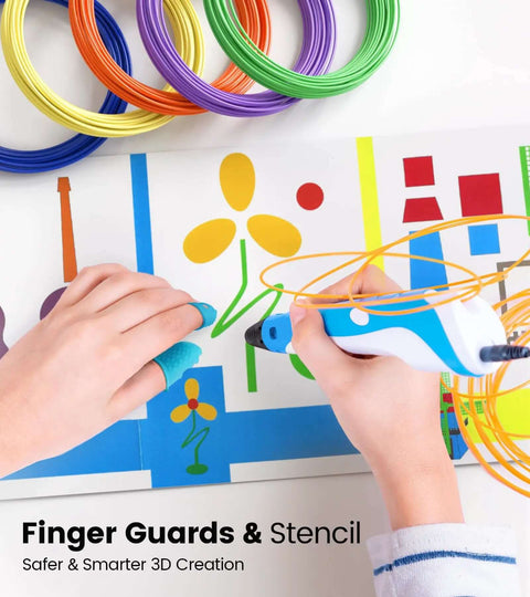 Using 3D pen with 15 Color 1.75Mm 3D Pen Filament Refills Set, 240 Feet Total, includes finger caps and stencil for DIY projects