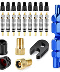 All In One Valve Core Repair Kit With Presta Tubeless Caps Core Removal Tools And Adapters 26 Piece Set With Black Tire Valve Caps
