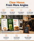 23.8 Inch Countertop Digital Signage Display With Scheduled Power Cycling And Cloud Content Sync For Restaurant Menus And Retail Kiosks showcasing a coffee menu.