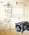 Diagram and photo of 1000W 110V Servo Motor Kit With Driver CNC Controller For Engraving Milling Machines And Robots, showing dimensions.