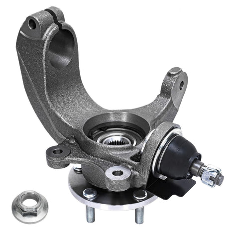 Front view of Front Pair Steering Knuckles And Wheel Bearing Hubs Assembly For 2010 2011 2012 2013 Ford Transit Connect Replacement