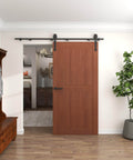 Six Foot Heavy Duty Sliding Door Track Kit With Floor Guide For Interior And Exterior Use Fits 30 To 32 Inch Wide Panels installed