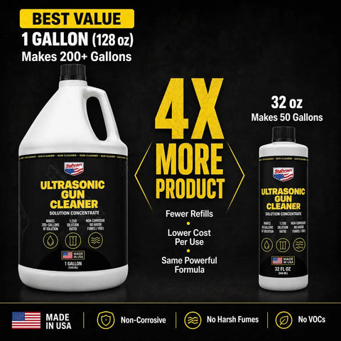 Ultrasonic Gun Cleaner Concentrate 128 Oz Makes Up To 200 Gallons No Nonsense Deep Clean For Pistols Rifles Brass And All Firearm Components With Easy Mixing And Boss Level Ultrasonic Action, 1 gallon jug