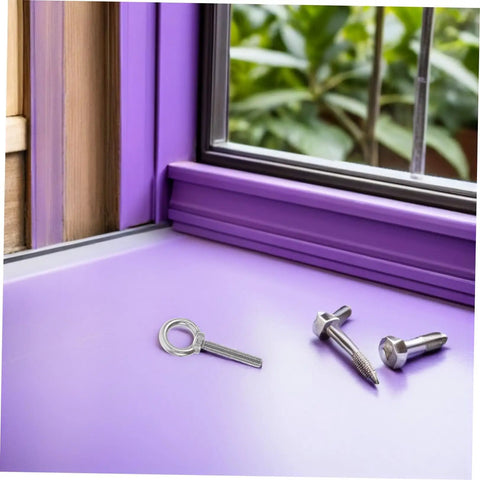 Stainless Steel Eye Bolts M10x60 With Nuts And Washers Anti Loosening Beefy Heavy Duty Lifting Eye Bolt For Machinery Mounting And Concrete Wall Installation Weather Resistant Surface And Extra Length For Deep Anchoring on purple surface