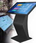 Commercial Grade Floor Standing Digital Signage Kiosk With 22 Inch LCD Touchscreen Display angled view showing interactive interface.