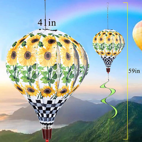 Sunflower Hot Air Balloon Garden Wind Spinners 59 Inch 2 Pack Large Pinwheels Whirligigs Windmill Toys, weather resistant nylon