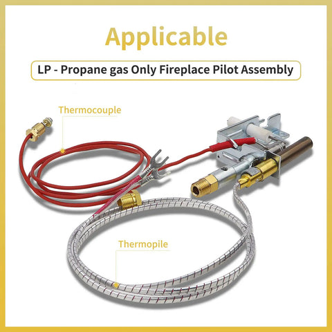 Upgraded LP Pilot Assembly With Integrated Thermocouple And Thermopile For LPG Gas Fireplaces And Stoves Replacement Part