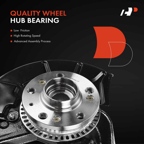 Front Right Steering Knuckle And Wheel Bearing Hub Assembly For Volkswagen Beetle Golf And Jetta Passenger Side Fits 1998 To 2010 Models Plug And Play 280 Millimeter Rotor Ready showing hub close-up with advanced assembly