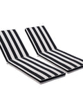 2 Pack Outdoor Lounge Chair Cushions Replacement Cushions For Patio Chaise Lounge, Black And White Stripes, polyester cover