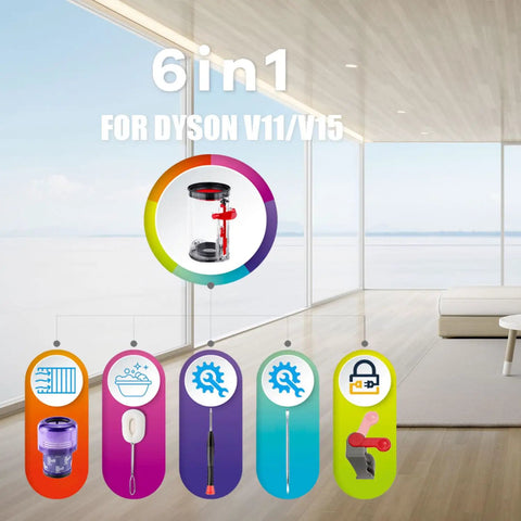 Dust Bin Vacuum Replacement Kit With Filter For V11 V15 SV14 SV15 SV22 Cordless Vacuum Cleaners Including Dust Bin Filter And Essential Attachments